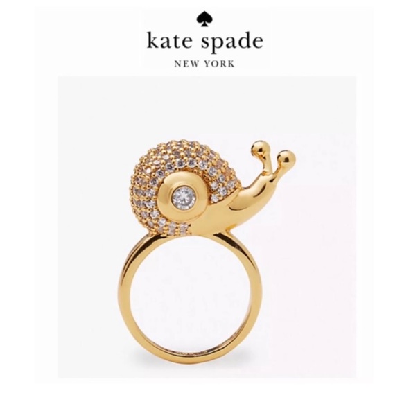 NWT Kate Spade ♠️ FRUIT SALAD 12-K Gold Plated CZ Crystal Stone Snail Ring-Sz.8